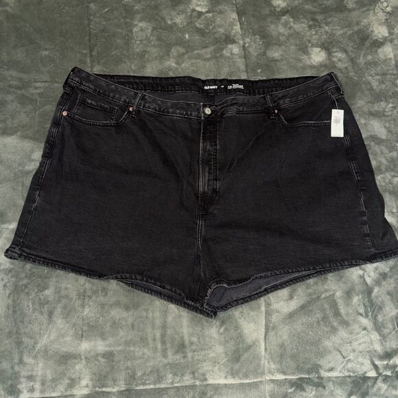 Old Navy OG Straight Shorts Women 30 Black Cotton High Rise Smooth Plus Size NWT - Picture 1 of 8